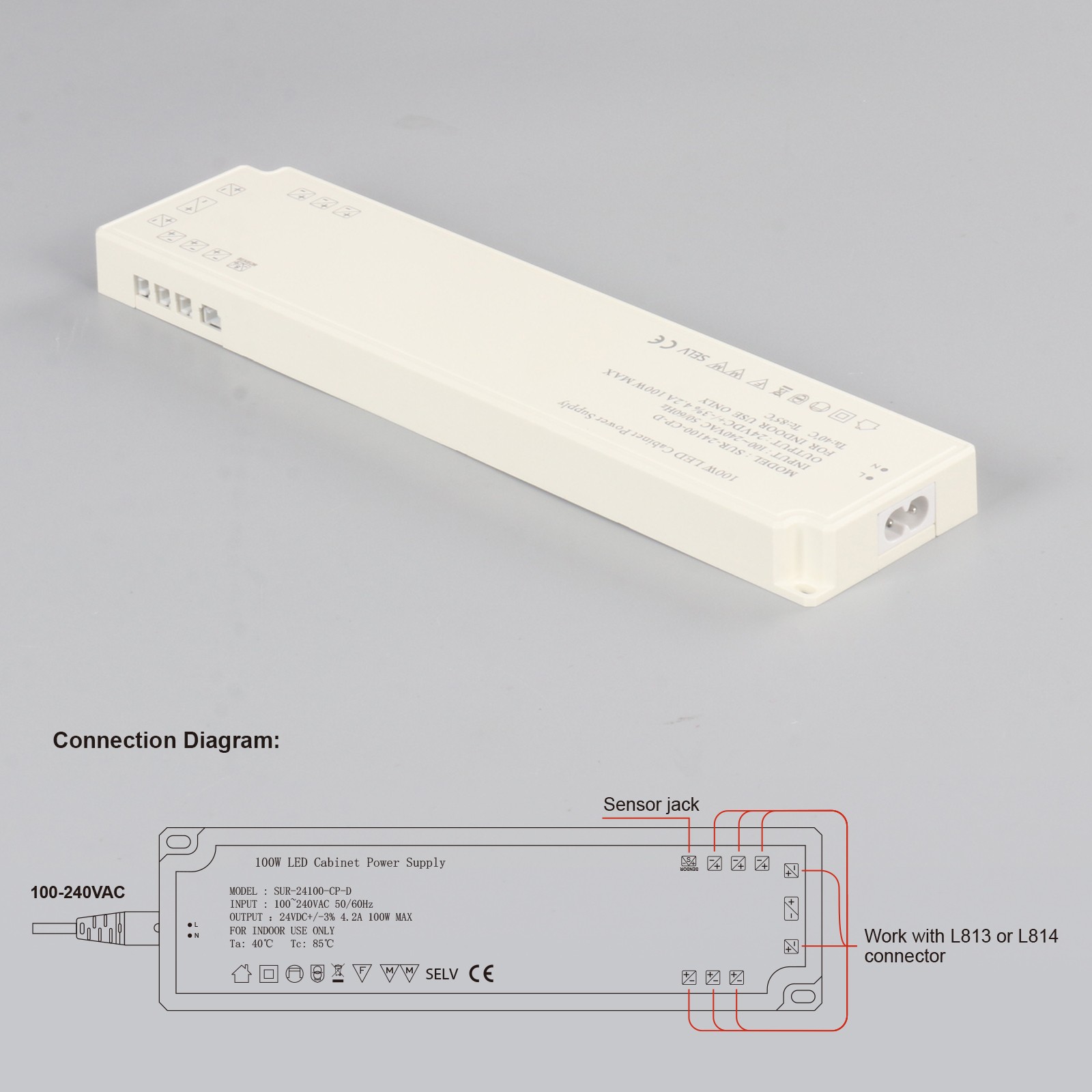 24V LED Cabinet Light Power Supply SUR-24100-CP