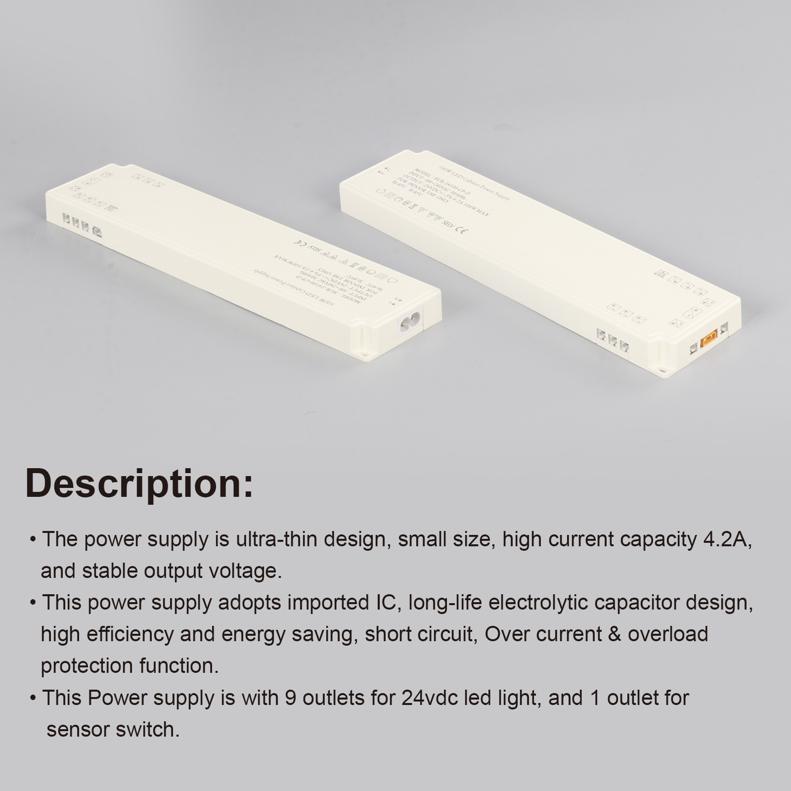 24V LED Cabinet Light Power Supply SUR-24100-CP