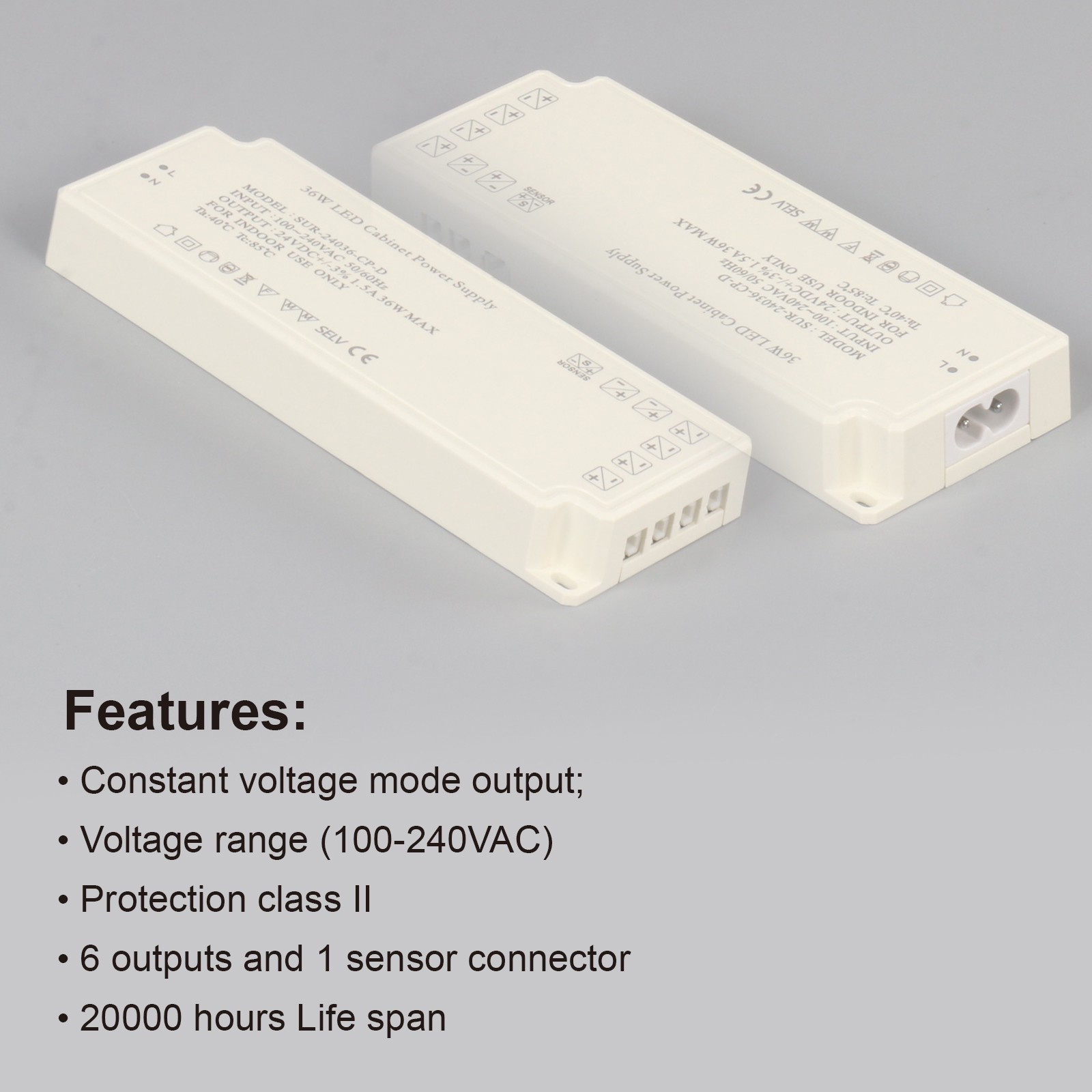 24V LED Cabinet Light Power Supply SUR-24036-CP