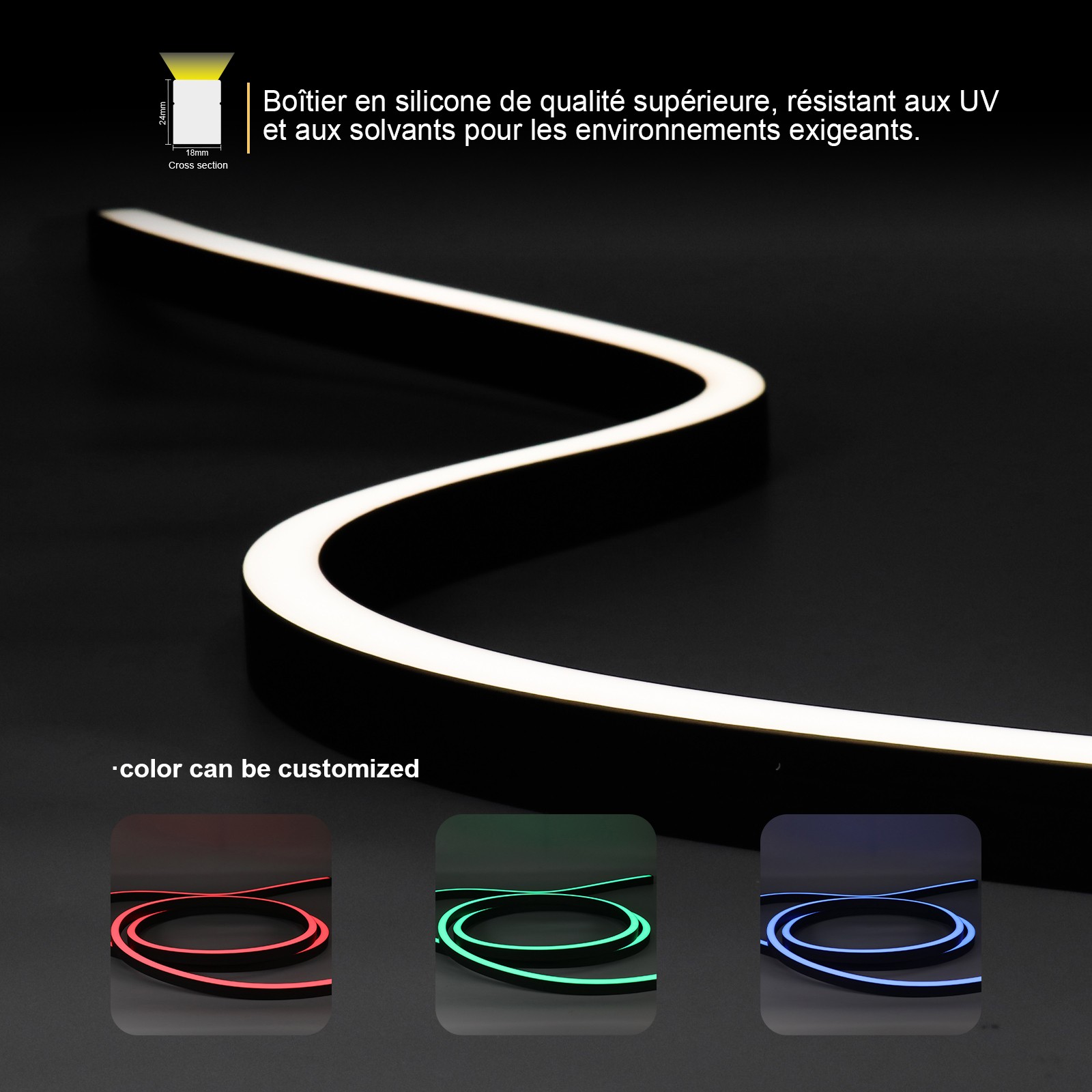 N1824P/N1824P-B Side Luminous Horizontally Bendable LED Neon Flex Light