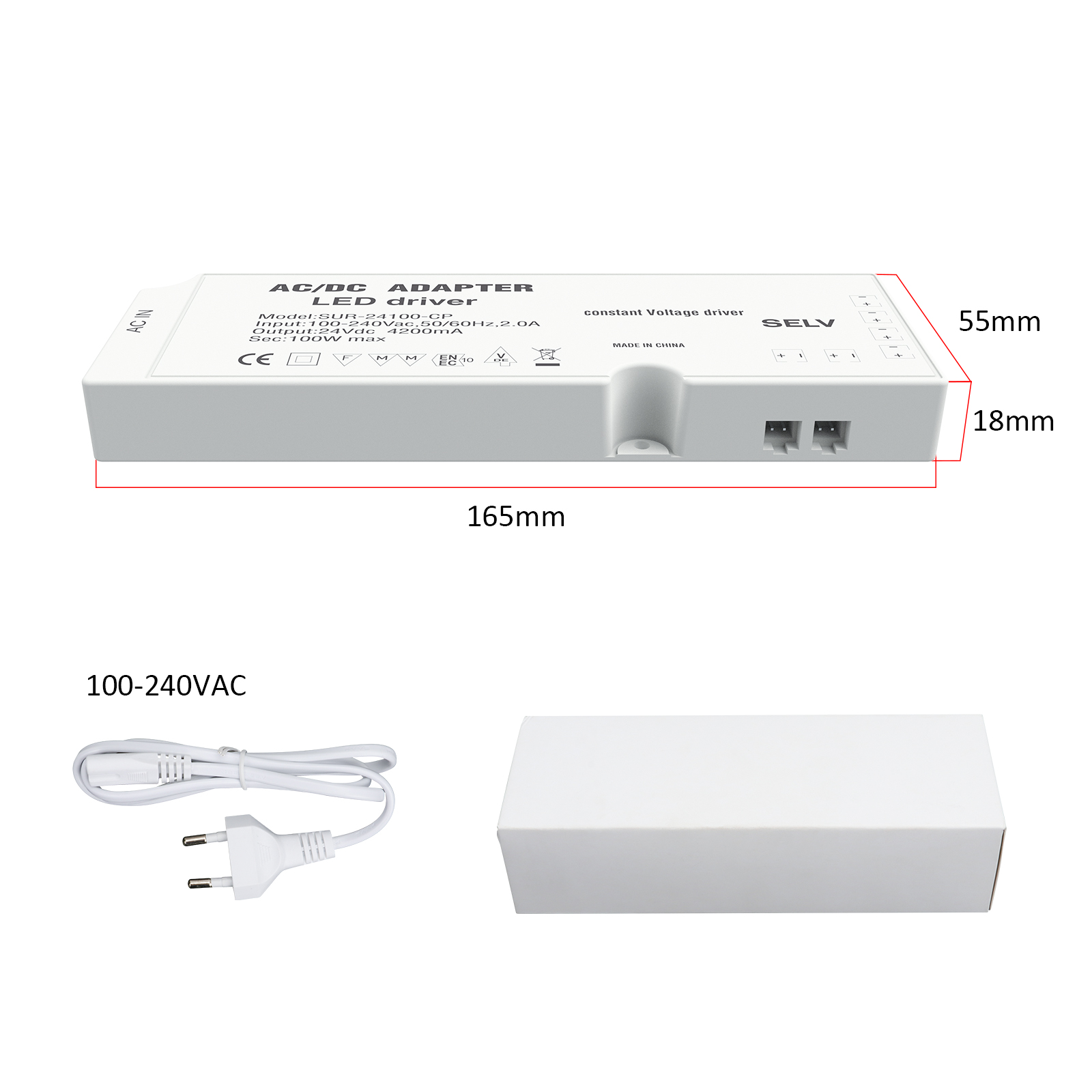 24V LED Cabinet Light Power Supply SUR-24100-CP