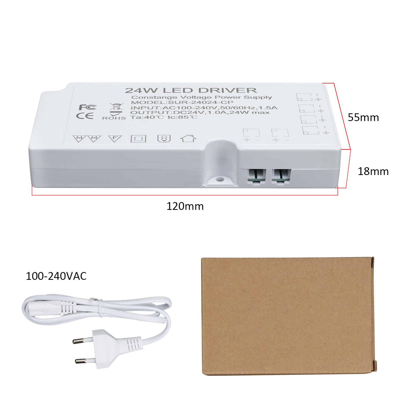 24V LED Cabinet Light Power Supply SUR-24024-CP