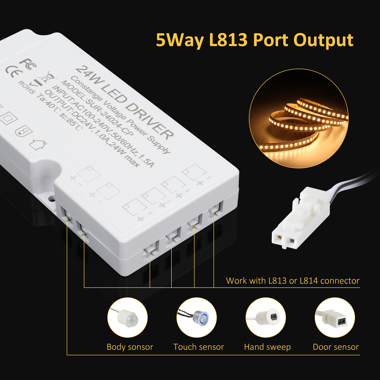 24V LED Cabinet Light Power Supply SUR-24024-CP