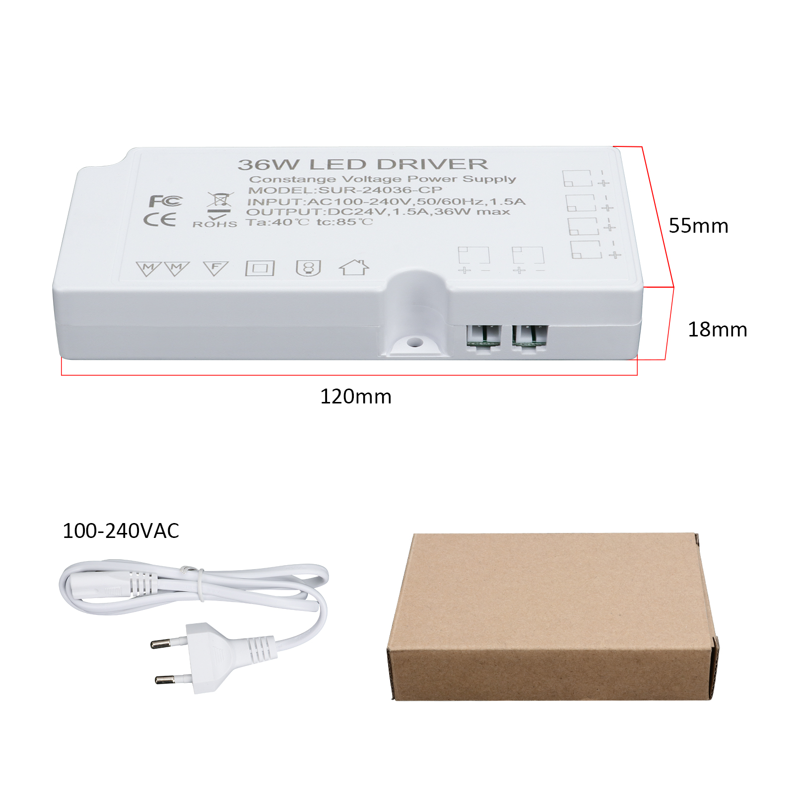 24V LED Cabinet Light Power Supply SUR-24036-CP