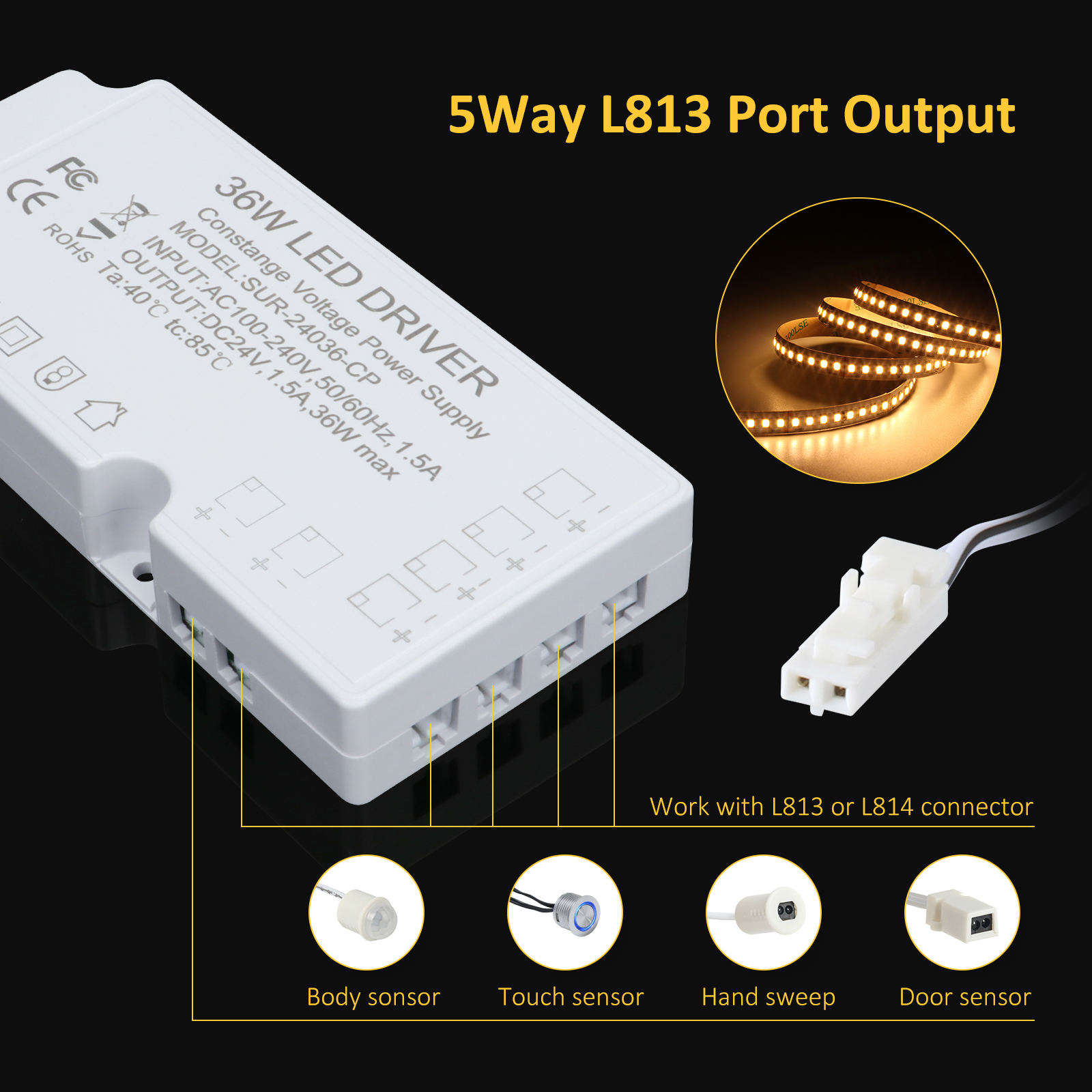 24V LED Cabinet Light Power Supply SUR-24036-CP