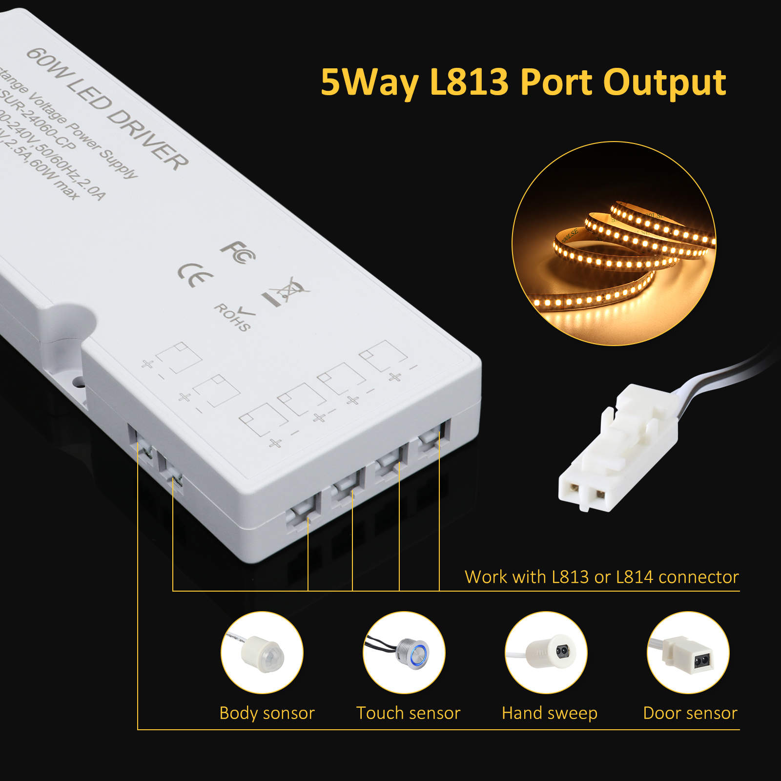 24V LED Cabinet Light Power Supply SUR-24060-CP