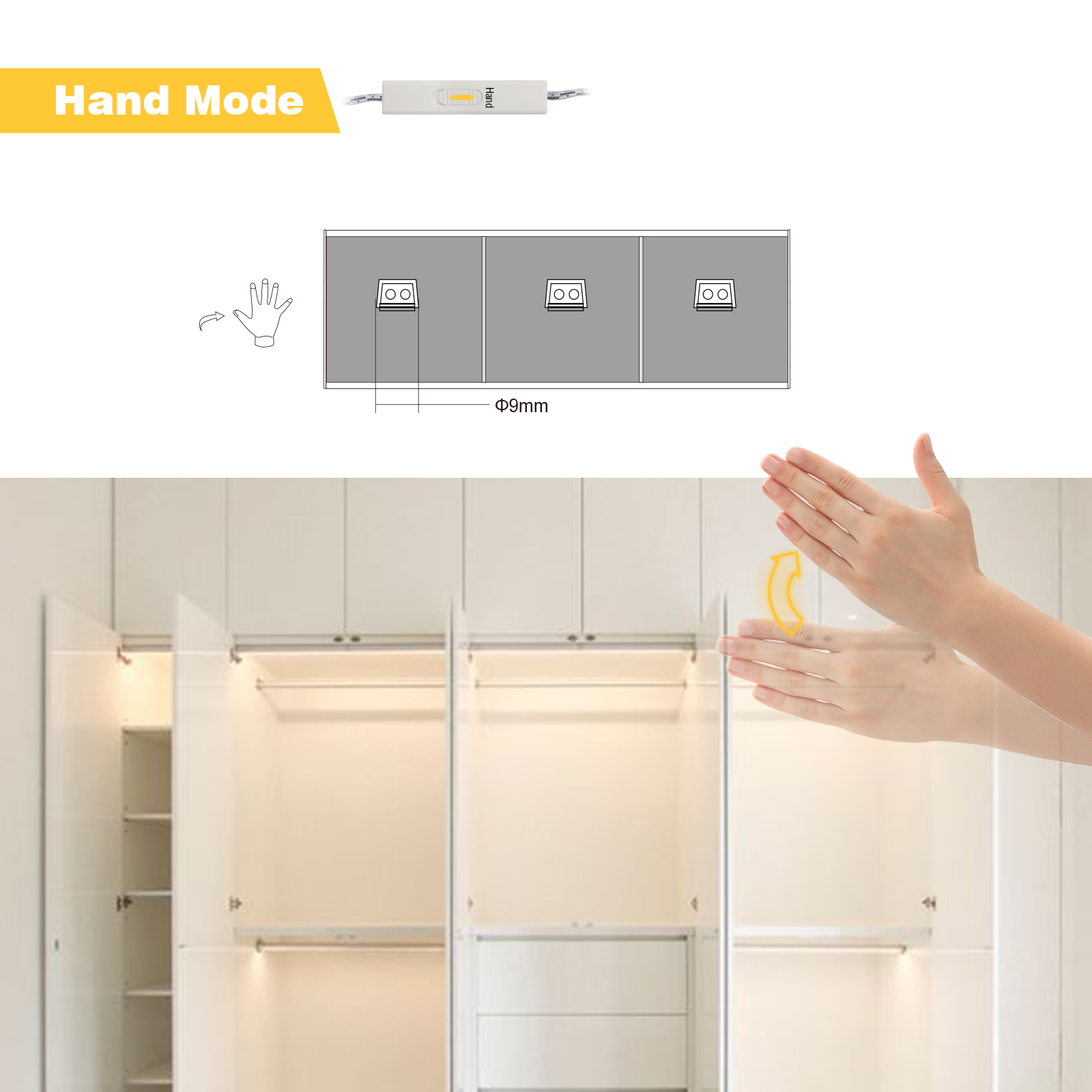 IR011N Surface Mounted IR Door/ Hand Sensor Switch(Two detectors)