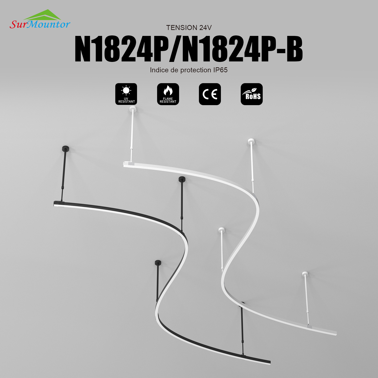 N1824P/N1824P-B Side Luminous Horizontally Bendable LED Neon Flex Light