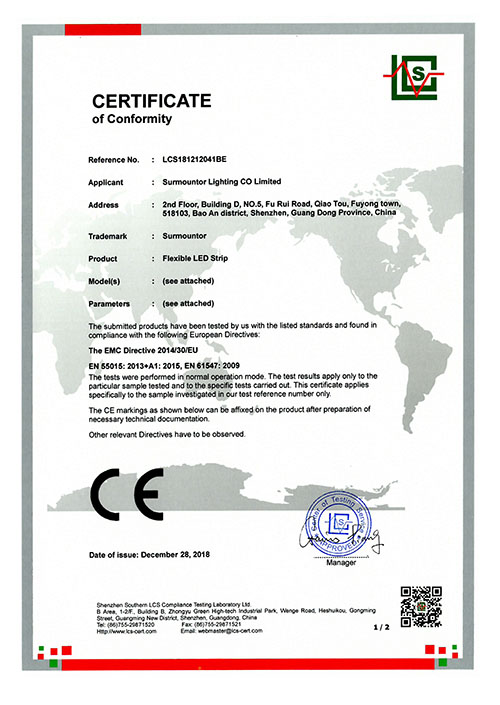 CE certificate for LED strip