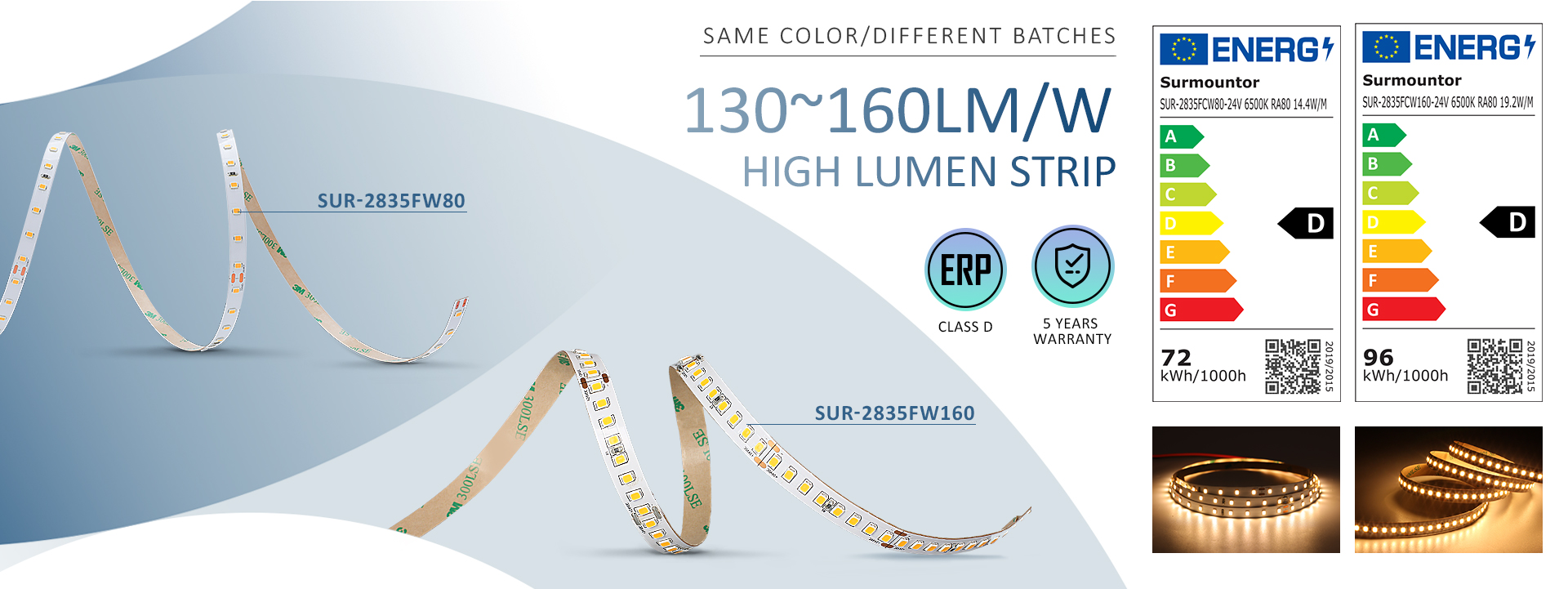 SUR-2835FW160-24V high-efficiency LED strip
